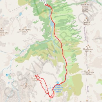 Itinéraire Berdoulet depuis la Porte d'Arrens, distance, dénivelé, altitude, carte, profil, trace GPS