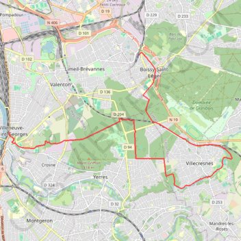 Itinéraire De Villeneuve Saint Georges à Boissy Saint Leger, distance, dénivelé, altitude, carte, profil, trace GPS