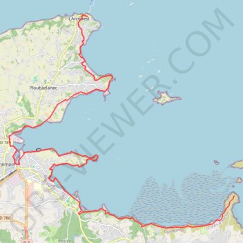 Itinéraire Pointes Pluézec - L'Arcouest, distance, dénivelé, altitude, carte, profil, trace GPS