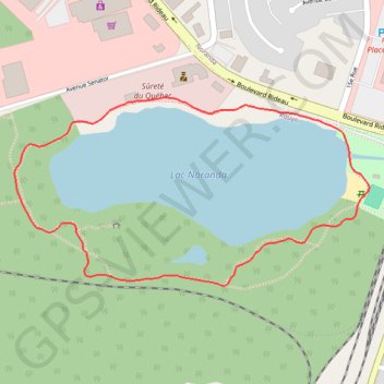 Itinéraire Tour du Lac Noranda - Plage Kiwanis, distance, dénivelé, altitude, carte, profil, trace GPS