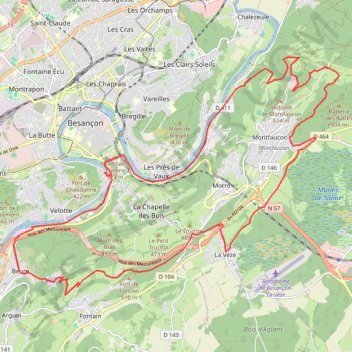Itinéraire La Couvre - Besançon, distance, dénivelé, altitude, carte, profil, trace GPS