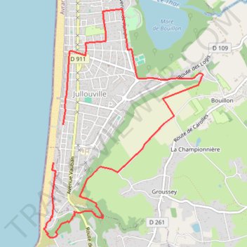 Itinéraire 0 - 8km Jullouville GPX, distance, dénivelé, altitude, carte, profil, trace GPS