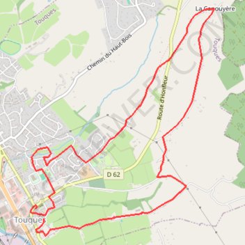 Itinéraire Touques, distance, dénivelé, altitude, carte, profil, trace GPS