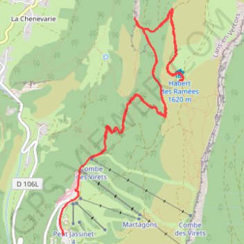 Itinéraire Cabane des Ramées, distance, dénivelé, altitude, carte, profil, trace GPS