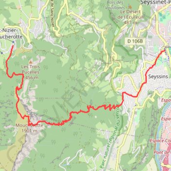 Itinéraire Le Moucherotte par la face Est (depuis Seyssins le Prisme), distance, dénivelé, altitude, carte, profil, trace GPS