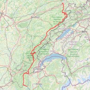 Itinéraire Grande Traversée du Jura à Vélo, distance, dénivelé, altitude, carte, profil, trace GPS