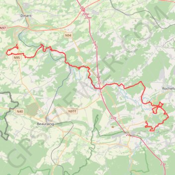 Itinéraire Randonnée Condroz Famenne belge, distance, dénivelé, altitude, carte, profil, trace GPS