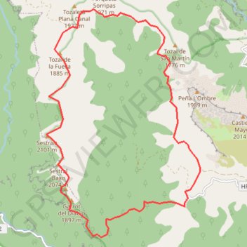 Itinéraire Grand Sestrales en circuit depuis Bestué, distance, dénivelé, altitude, carte, profil, trace GPS