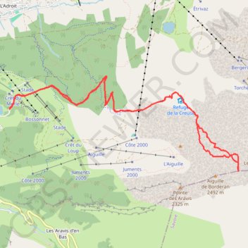 Itinéraire Porte des Aravis, distance, dénivelé, altitude, carte, profil, trace GPS