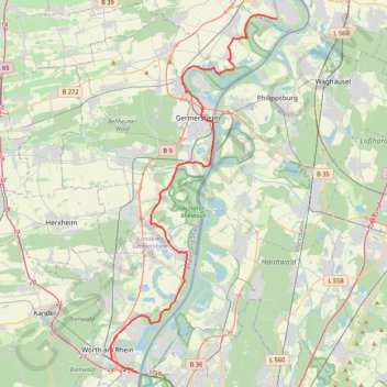 Itinéraire 01: Karlsruhe – Speyer (Certified), distance, dénivelé, altitude, carte, profil, trace GPS