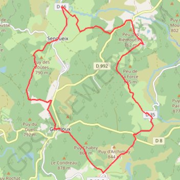 Itinéraire Circuit au Nord Est de Gentioux-Pigerolles, distance, dénivelé, altitude, carte, profil, trace GPS