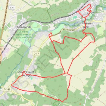 Itinéraire Auvers-Saint-Georges, distance, dénivelé, altitude, carte, profil, trace GPS