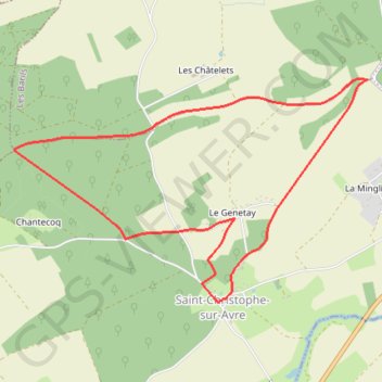 Itinéraire Les Fossés Royaux - Saint-Christophe-sur-Avre, distance, dénivelé, altitude, carte, profil, trace GPS