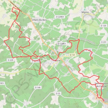 Itinéraire St Sulpice Brizamboug Burie, distance, dénivelé, altitude, carte, profil, trace GPS