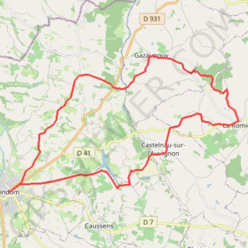 Itinéraire La Romieu - La Romieu via Condom, distance, dénivelé, altitude, carte, profil, trace GPS