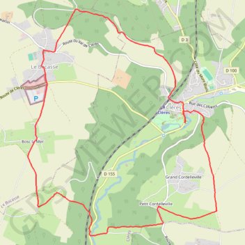 Itinéraire Clères, distance, dénivelé, altitude, carte, profil, trace GPS