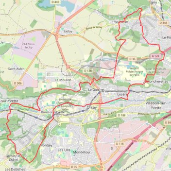 Itinéraire Gif Vauhallan, distance, dénivelé, altitude, carte, profil, trace GPS