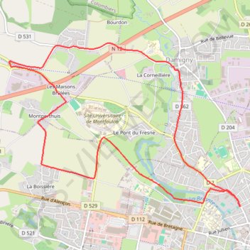 Itinéraire Petite boucle autour d'Alençon et de Damigny, distance, dénivelé, altitude, carte, profil, trace GPS