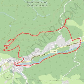 Itinéraire Moyenmoutier La Haute Pierre, distance, dénivelé, altitude, carte, profil, trace GPS