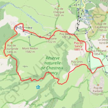 Itinéraire Puy de Sancy - Fontaine Salée, distance, dénivelé, altitude, carte, profil, trace GPS