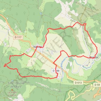 Itinéraire Nébias, distance, dénivelé, altitude, carte, profil, trace GPS