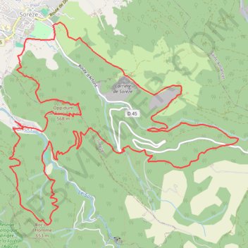 Itinéraire Boucle Durfort Roc de l'Homme Sorèze Berniquaut, distance, dénivelé, altitude, carte, profil, trace GPS