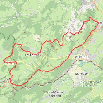 Itinéraire Val de Morteau - La Motte, distance, dénivelé, altitude, carte, profil, trace GPS