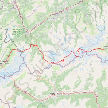 Itinéraire Cham Zermatt, distance, dénivelé, altitude, carte, profil, trace GPS