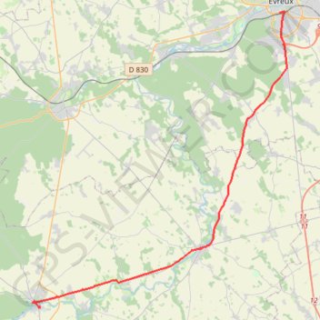 Itinéraire Evreux Breteuil sur Iton, distance, dénivelé, altitude, carte, profil, trace GPS