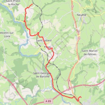Itinéraire Itinéraire de 430 Chez Thimonier, 42510 Balbigny, France à 673 Les Garinnes, 42590 Vendranges, France, distance, dénivelé, altitude, carte, profil, trace GPS