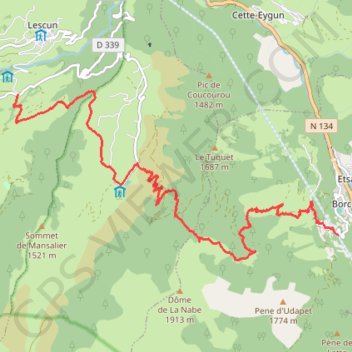 Itinéraire De Lescun à Borce, distance, dénivelé, altitude, carte, profil, trace GPS
