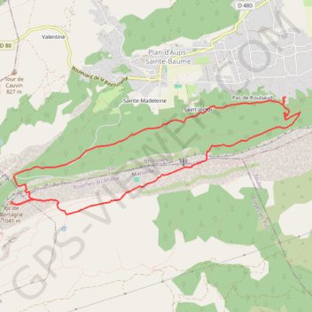 Itinéraire Plan-d'Aups-Sainte-Baume - Pic de Bertagne, distance, dénivelé, altitude, carte, profil, trace GPS