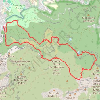 Itinéraire Sommet Ouest de l'Homme Mort depuis le Boulevard de la Grotte Rolland, distance, dénivelé, altitude, carte, profil, trace GPS