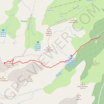 Itinéraire Merens les Vals - étang de Comte - crêtes de la Lhasse, distance, dénivelé, altitude, carte, profil, trace GPS