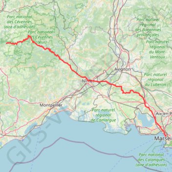 Itinéraire 1 AUBERGE de CADENAS à MARSEILLE EMBARQUEMENT 1 1, distance, dénivelé, altitude, carte, profil, trace GPS