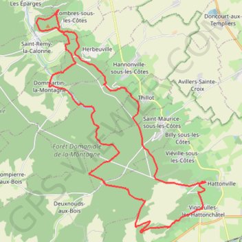 Itinéraire 19 Eparges, distance, dénivelé, altitude, carte, profil, trace GPS