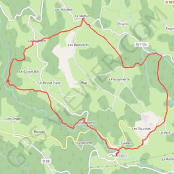 Itinéraire Balade à Auzelles 63, distance, dénivelé, altitude, carte, profil, trace GPS