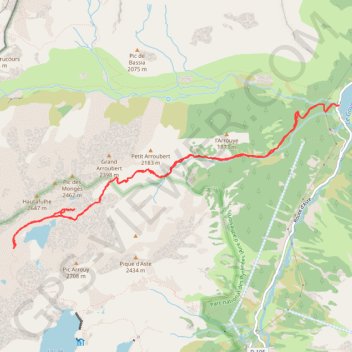 Itinéraire Lac de Pouey Laun et sommet anonyme 2434 depuis le lac du Tech, distance, dénivelé, altitude, carte, profil, trace GPS
