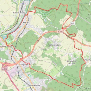 Itinéraire Méry - Forêt de Montmorency, distance, dénivelé, altitude, carte, profil, trace GPS