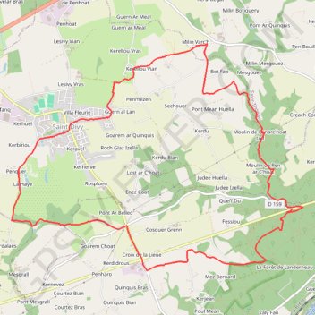 Itinéraire Autour de Saint-Divy par la forêt de Landerneau, distance, dénivelé, altitude, carte, profil, trace GPS