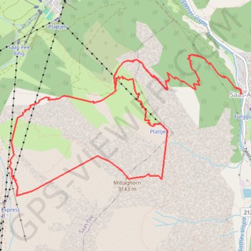 Itinéraire Saas-Almagell-Mittaghorn, distance, dénivelé, altitude, carte, profil, trace GPS