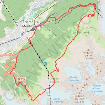 Itinéraire Chamonix - Grand Balcon Nord, distance, dénivelé, altitude, carte, profil, trace GPS
