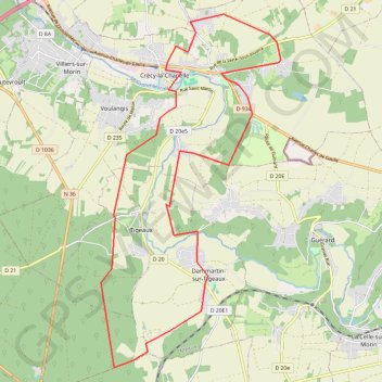 Itinéraire Autour de Crécy la chapelle, distance, dénivelé, altitude, carte, profil, trace GPS