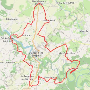 Itinéraire Lac de Rabodanges via Giel-Courteilles - Bazoches-au-Houlme, distance, dénivelé, altitude, carte, profil, trace GPS