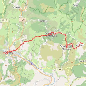 Itinéraire De Sermano à Corté, distance, dénivelé, altitude, carte, profil, trace GPS