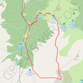 Itinéraire Tuc de Pourtillou, distance, dénivelé, altitude, carte, profil, trace GPS