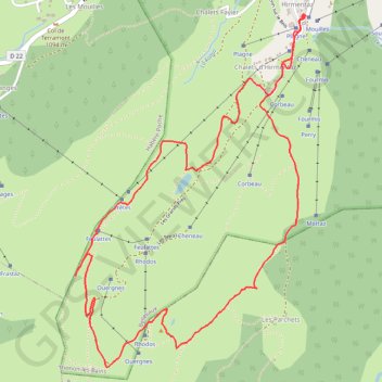 Itinéraire Hirmentaz, distance, dénivelé, altitude, carte, profil, trace GPS