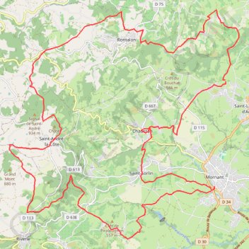 Itinéraire Mornant, distance, dénivelé, altitude, carte, profil, trace GPS