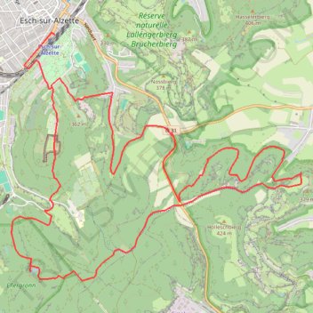 Itinéraire Gare d'Esch-sur-Alzette. Proche de l' à Gare d'Esch-sur-Alzette. Proche de l', distance, dénivelé, altitude, carte, profil, trace GPS