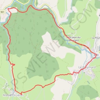 Itinéraire Randonnée au Bleymard en Lozère, distance, dénivelé, altitude, carte, profil, trace GPS